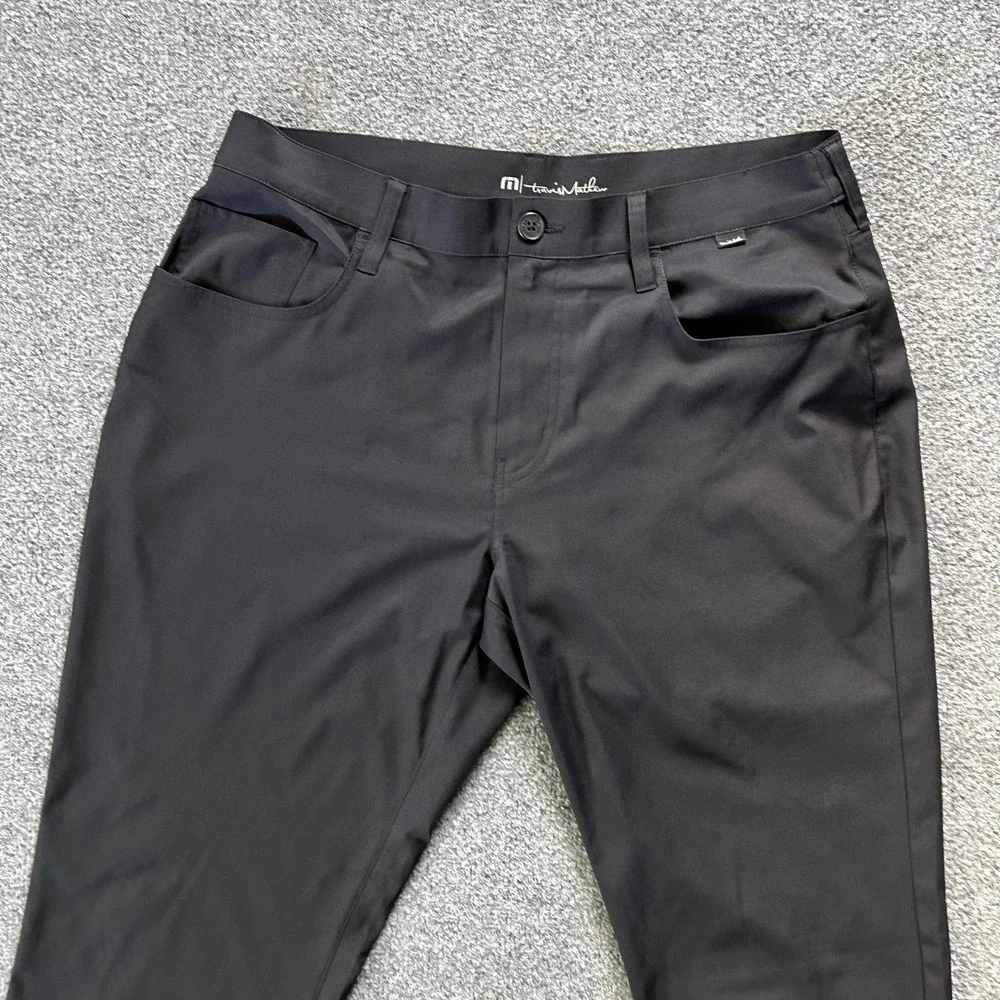TravisMathew Pants Mens 36 Black Performance Golf 5 Pocket Stretch Polyester‎